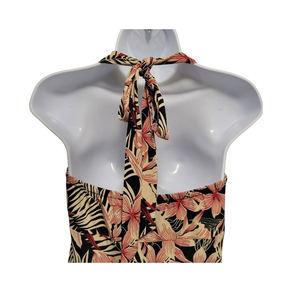 Floral Halter Maxi Dress - Pink and Black - Picture 4 of 7